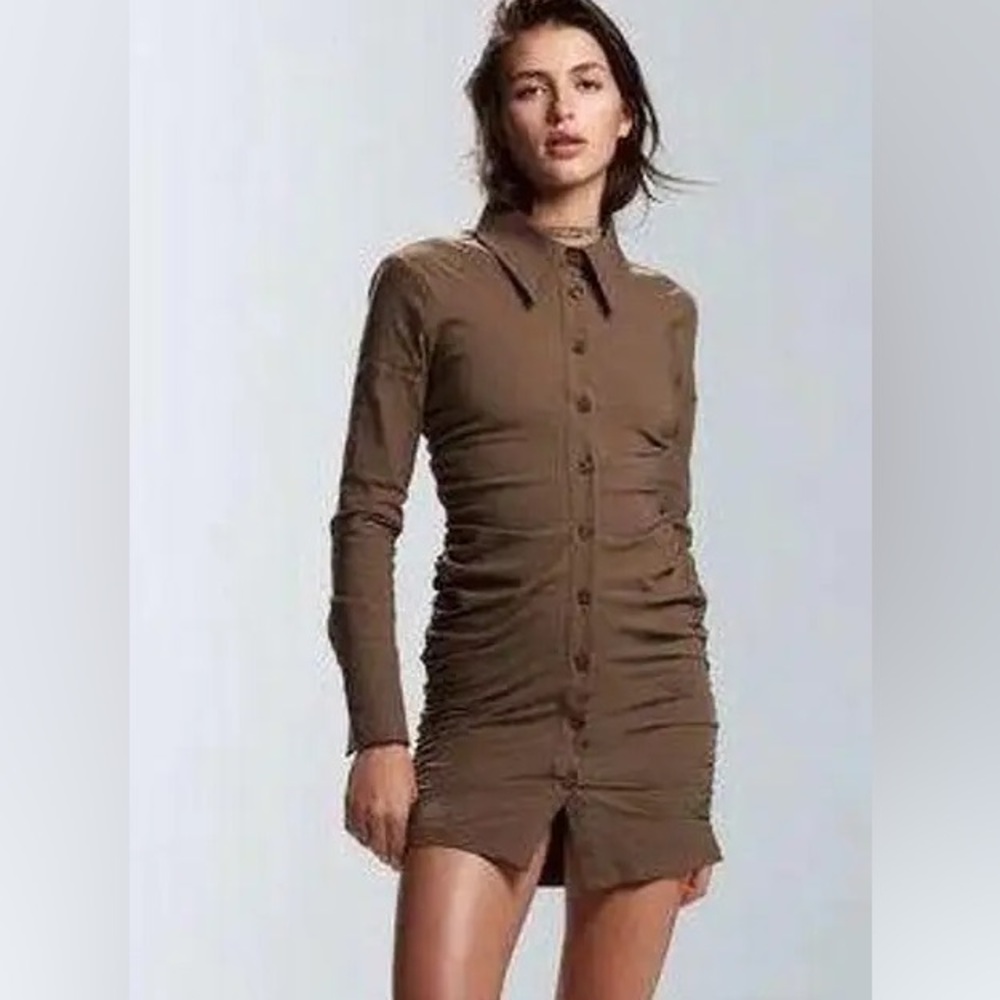 NWT ZARA Button Down Mini Dress with Collar. Size Small.